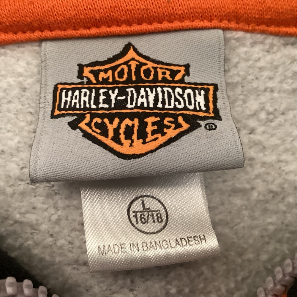 Harley-Davidson Black and Orange Zip Up Hoodie Jacket Women’s size Large 16 - 18 - Picture 7 of 14
